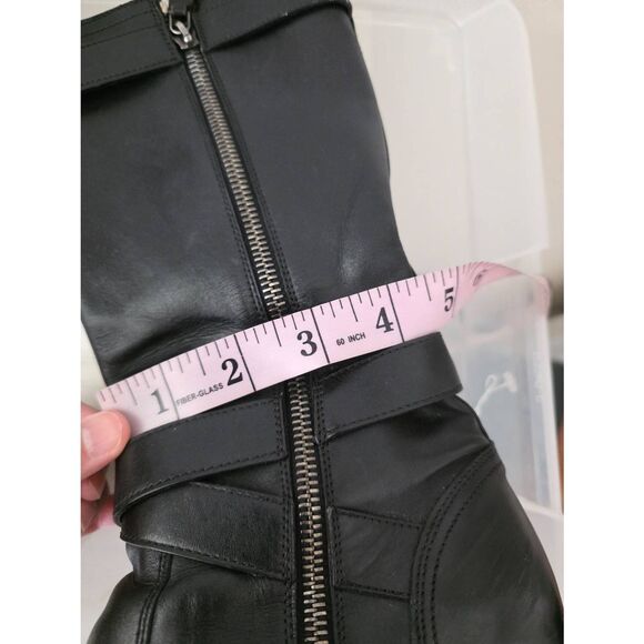 PRADA  BLACK  LEATHER 2X BELTED BUCKLE BIKER  BOOTS 37.5 ITALY - Picture 9 of 12